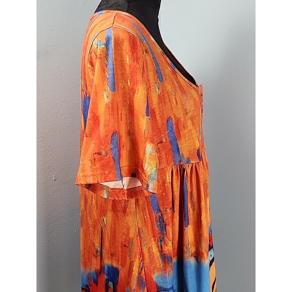 A-Line Round Neck Hekka Dress Large Short Sleeve Abstract Art Print Colorful - Picture 5 of 8